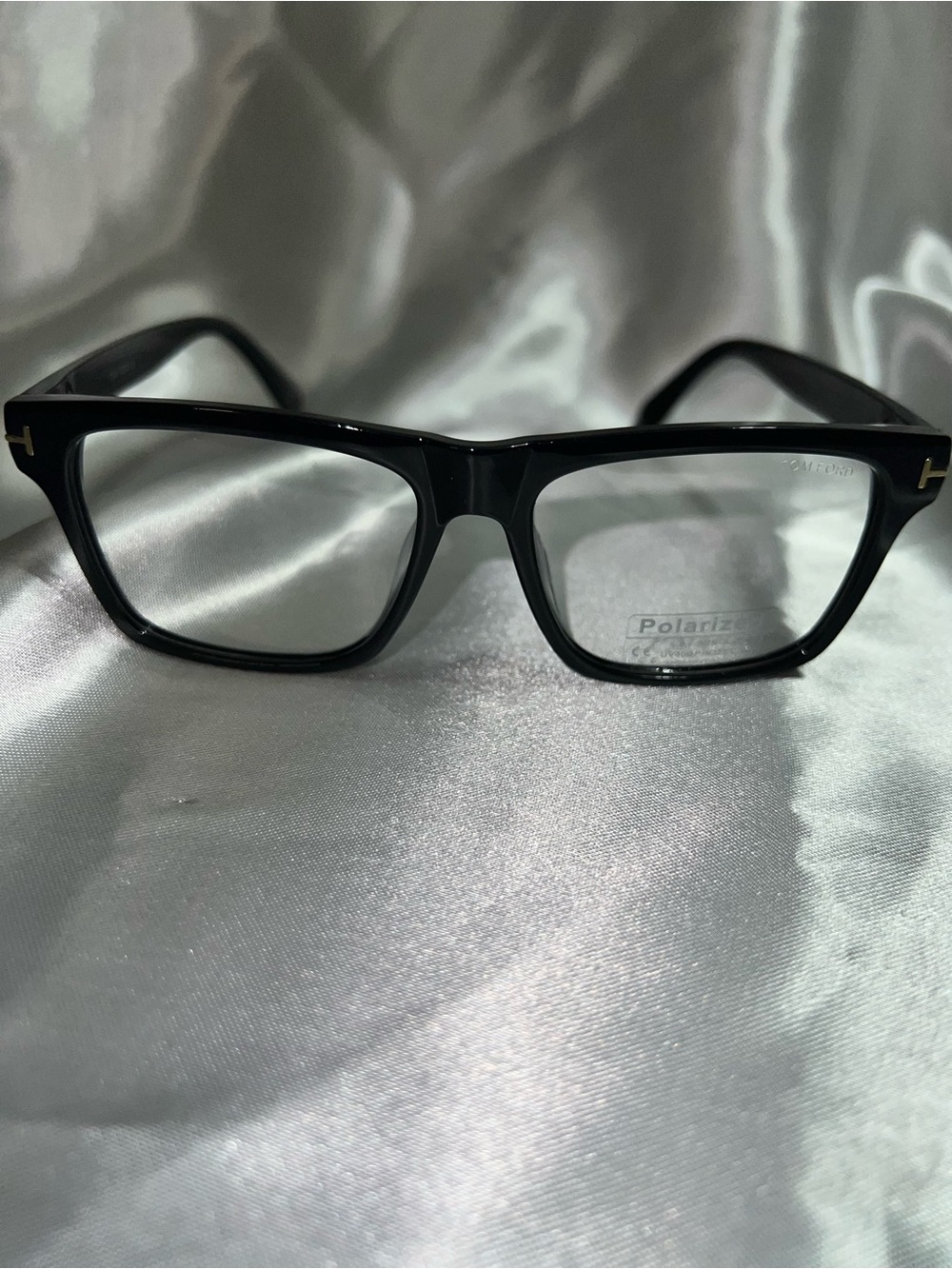 Tom Ford Black Square Men's Glasses with Gold Accents